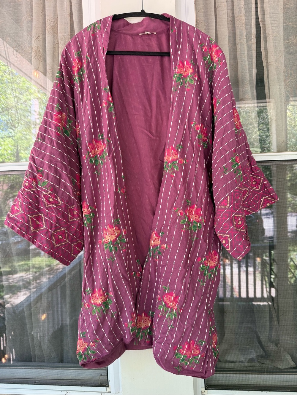 EARTHBOUND Mauve Floral Open Kimono Shrug